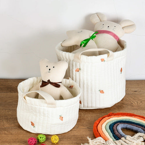 Baby Embroidered Pattern Baby Bottle Storage Basket