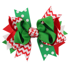 Christmas Various Pattern Dovetail Bow Shape Design Hair 5 Clips