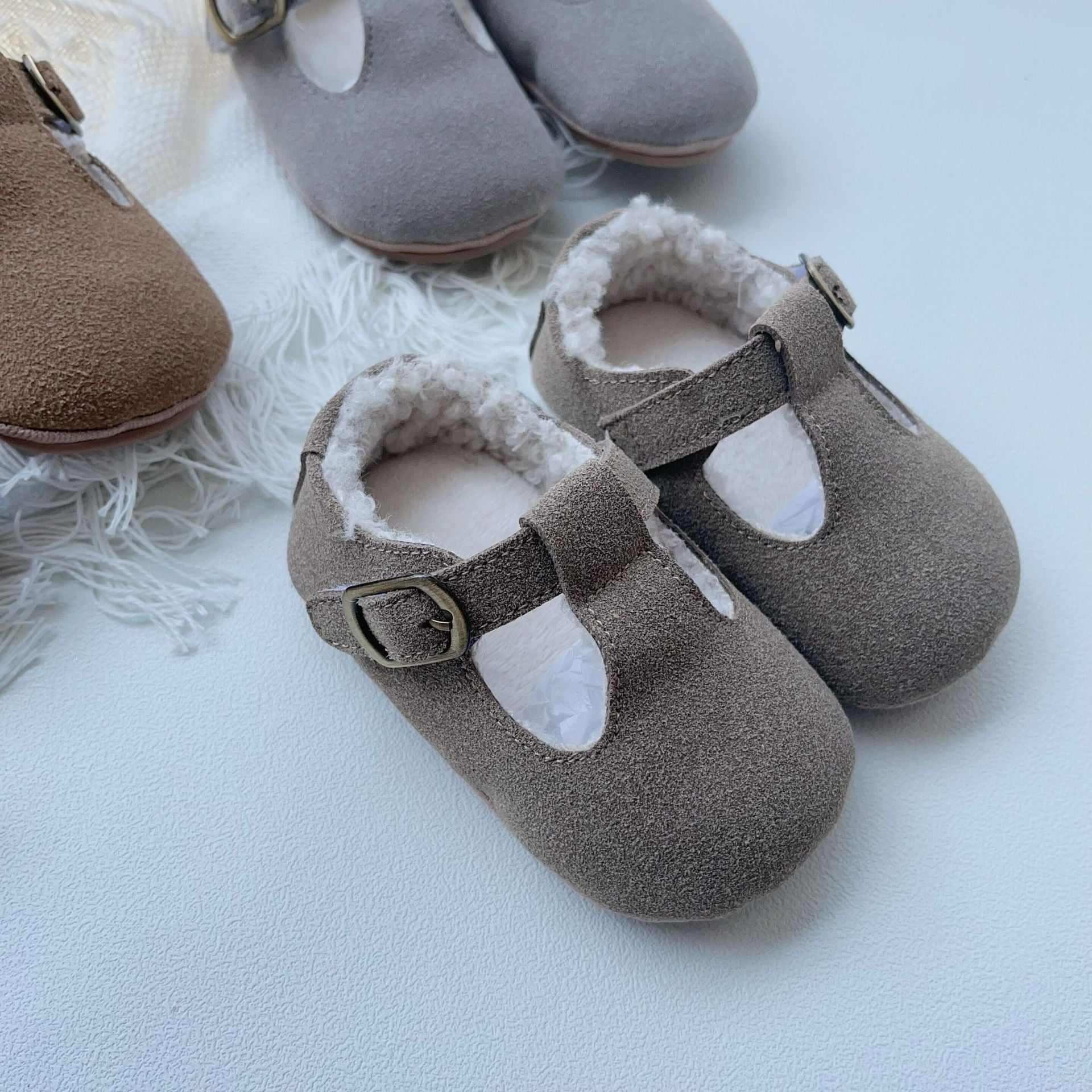 New Arrival In Winter Baby Girl Solid Color Plush Warm Anti-Slip Shoes