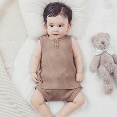 Baby Soft Cotton Sleeveless Vest With Shorts Sets