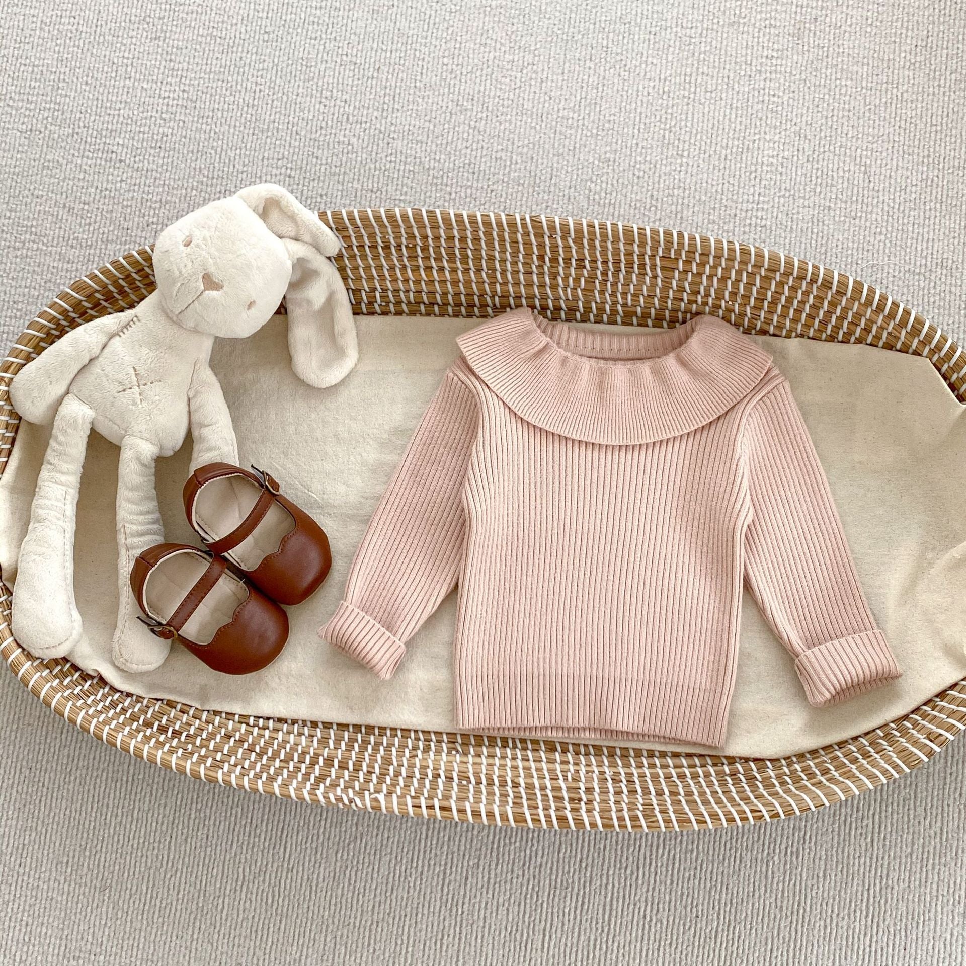 Autumn Hot Selling Baby Girls Long Sleeves Simple Plain Knitted Top