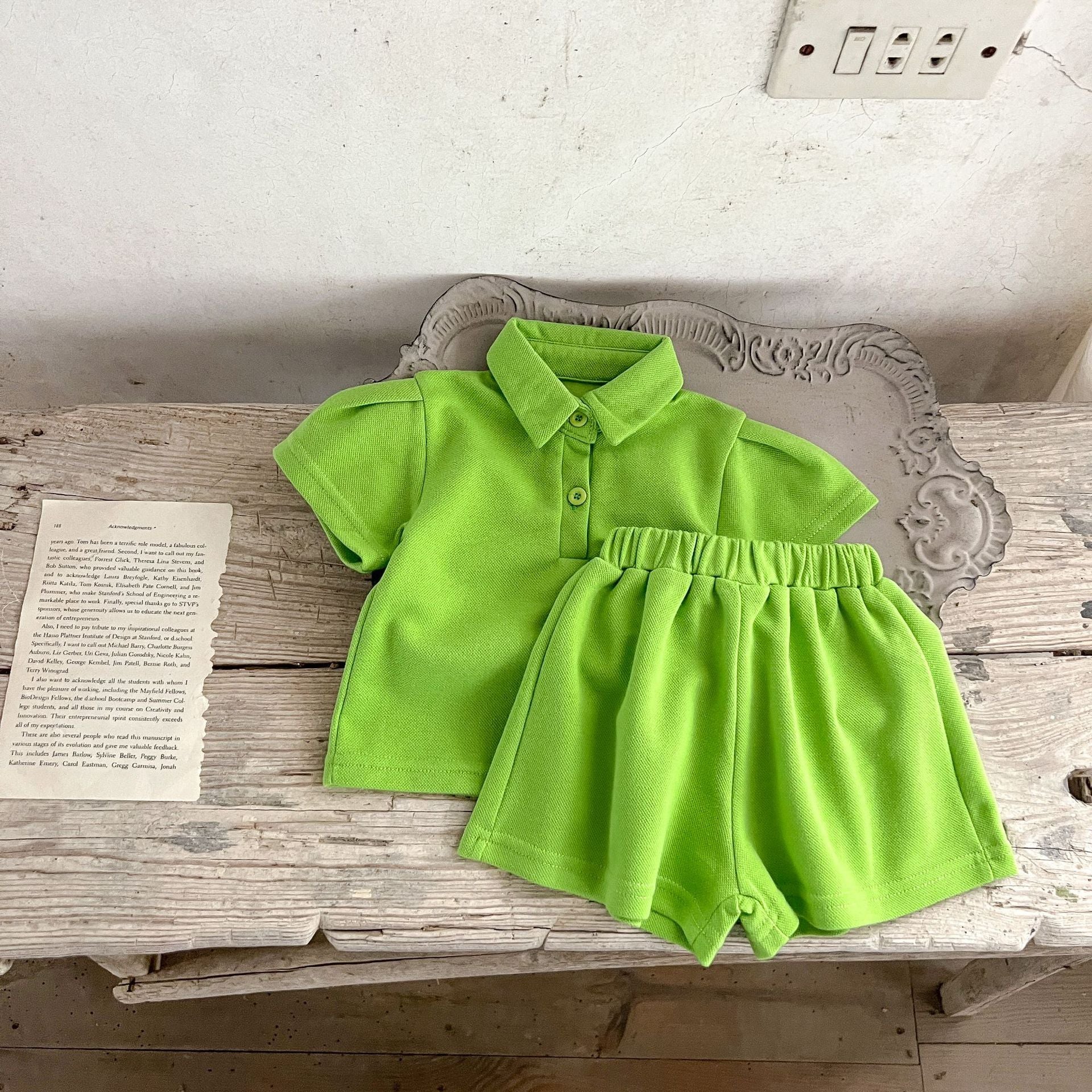 Baby Solid Color Polo Neck Summer Clothing Sets