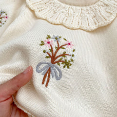 Autumn Embroidered Pattern Knitted Onesies