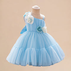 Summer Baby Kids Girls Princess Sleeveless 3D Flowers Birthday Tulle