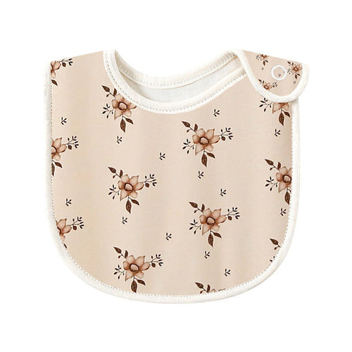 Baby Floral Print Covered Button Design Water Absorbing Bibs