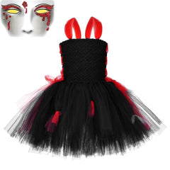 Children Girls’ Halloween Costume Set: Sleeveless Cosplay Tulle Dress