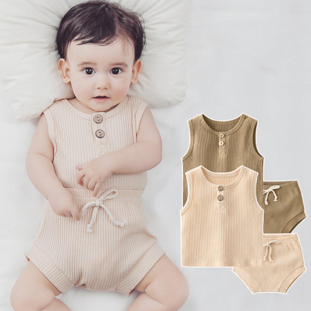 Baby Soft Cotton Sleeveless Vest With Shorts Sets