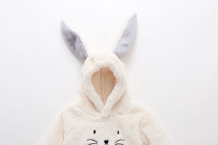 Baby Embroidered Pattern Rabbit Ear Design Thickened Onesies Bodysuit