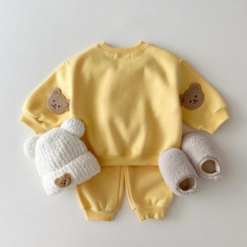 Autumn Baby Kids Unisex Casual Teddy Bear Pattern Long Sleeves