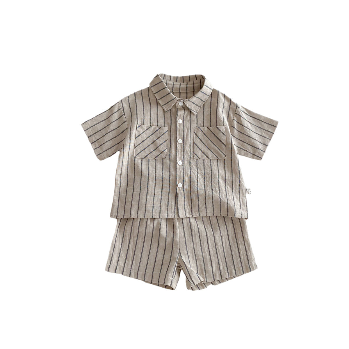 Spring Baby Kids Unisex Striped Top Shirt And Shorts Clothing Set