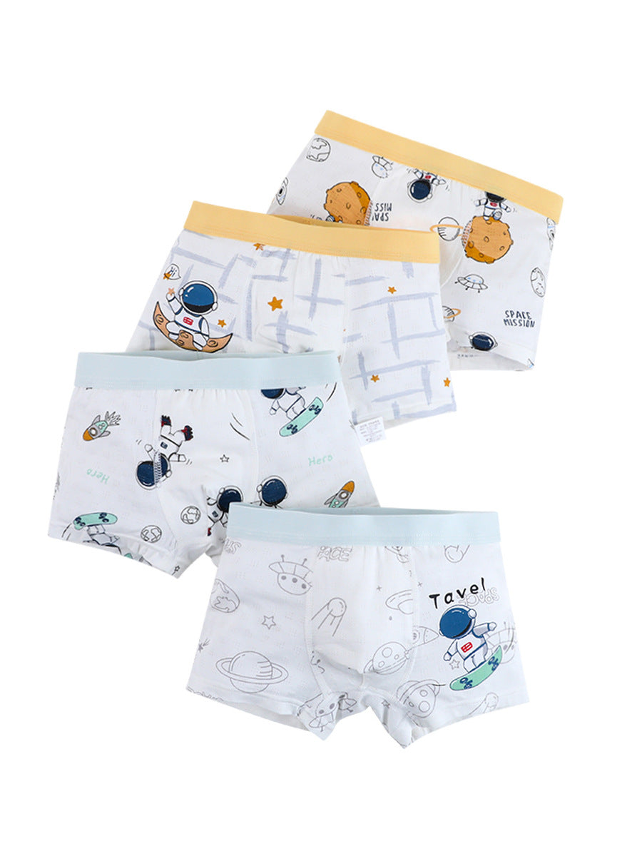 Boys’ Cartoon Pattern Printed Boxer Shorts Breathable Underwear Set