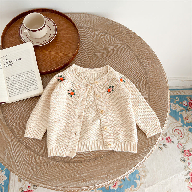 Autumn New Arrival Baby Kids Girls Comfortable Flowers Embroiedery