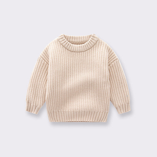 Baby Solid Color Handknit Design Quality Pullover Loose Sweater