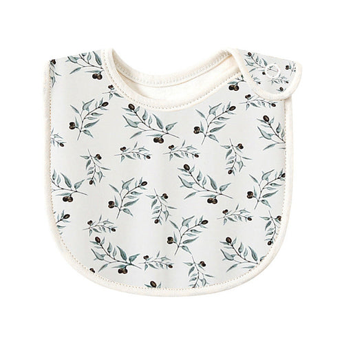 Baby Floral Print Covered Button Design Water Absorbing Bibs