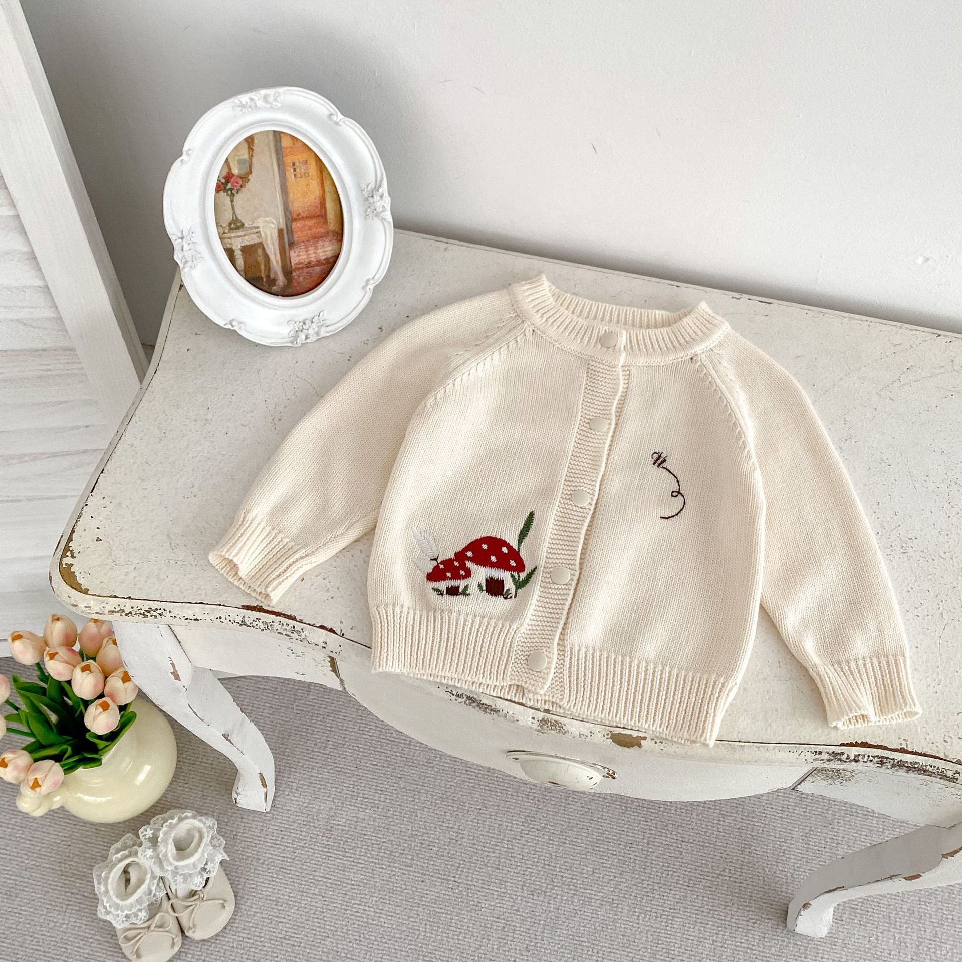 Autumn New Arrival Baby Kids Unisex Comfortable Mushrooms Embroiedery