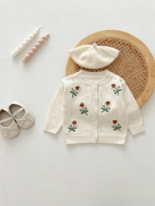 Autumn New Arrival Baby Kids Girls Comfortable Flowers Embroiedery