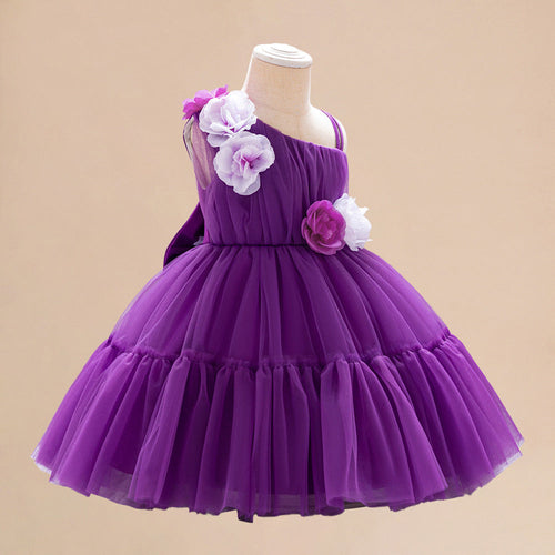 Summer Baby Kids Girls Princess Sleeveless 3D Flowers Birthday Tulle