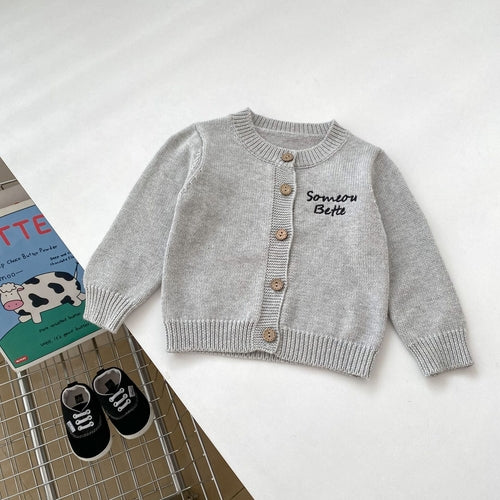 Autumn Baby Kids Boys Letters Embroidery Pattern Knitted Crew Neck