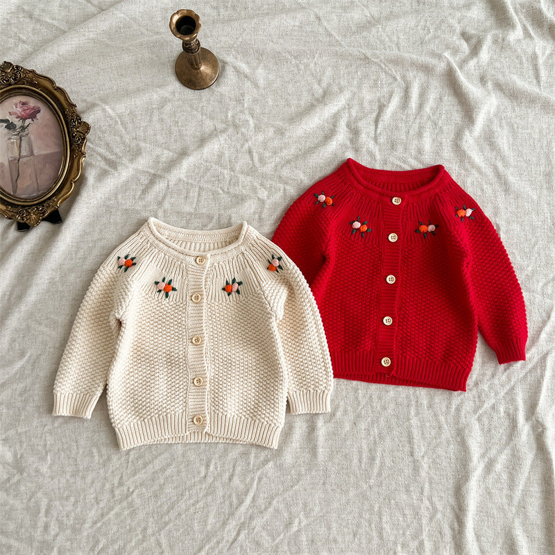 Autumn New Arrival Baby Kids Girls Comfortable Flowers Embroiedery