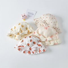 Baby Printed Pattern Bow Belt Decoration Lace Design Hats