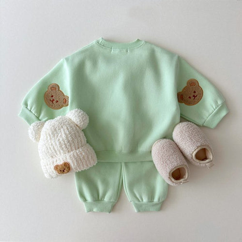 Autumn Baby Kids Unisex Casual Teddy Bear Pattern Long Sleeves