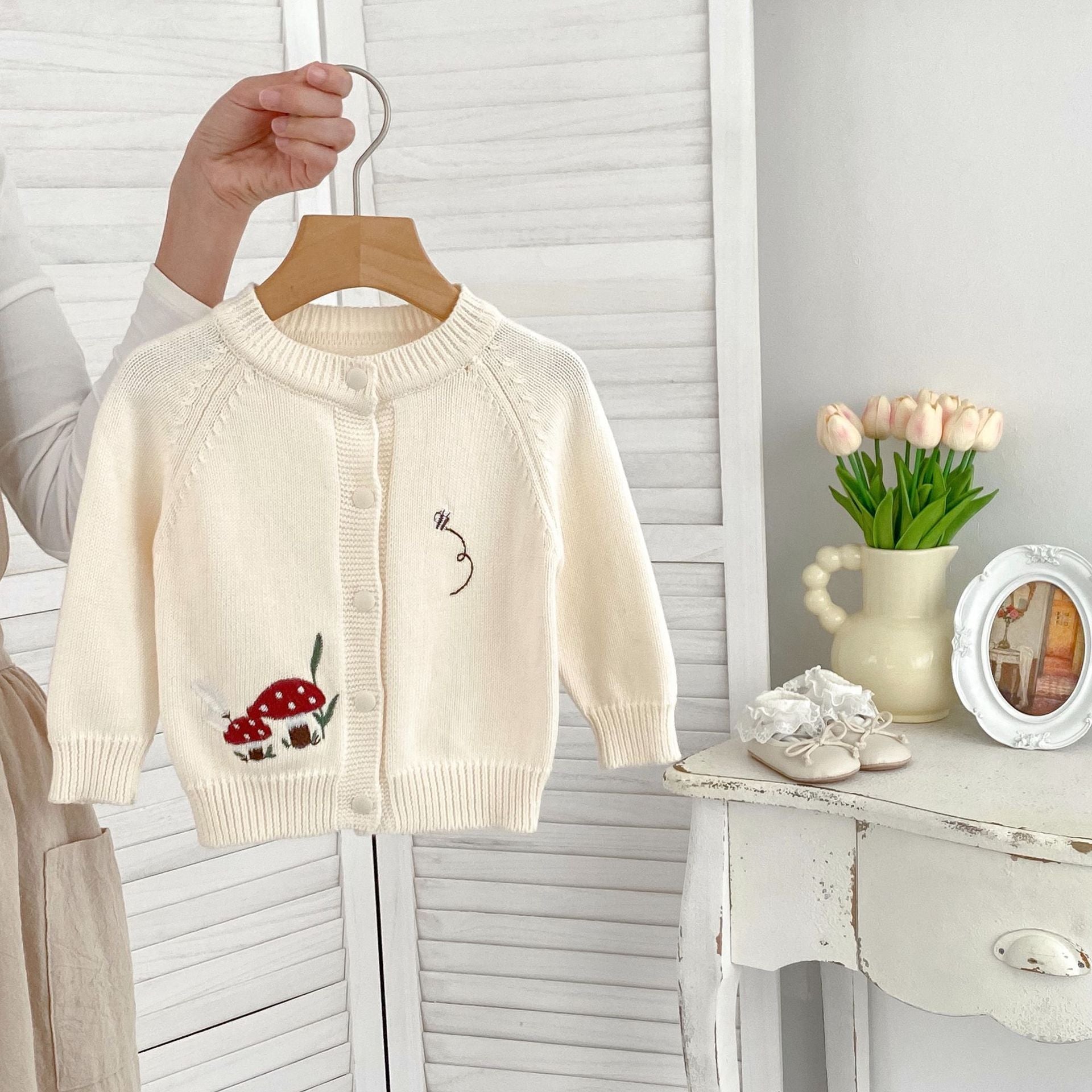 Autumn New Arrival Baby Kids Unisex Comfortable Mushrooms Embroiedery