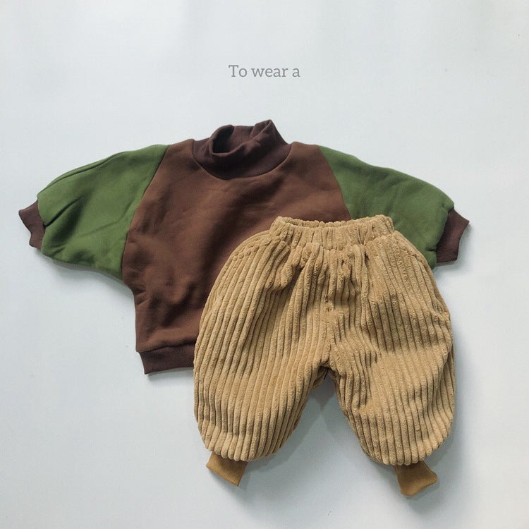 Baby Solid Color Corduroy Fabric Thickened Winter Pants