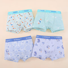 Boys’ Cartoon Pattern Printed Boxer Shorts Breathable Underwear Set