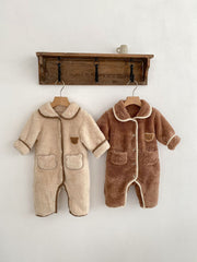 Infant Baby Lovely Little Bear Warmful Pajamas Romper In Winter