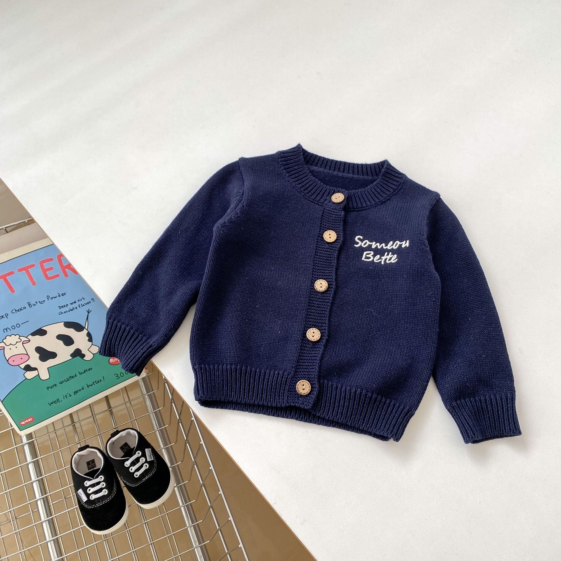 Autumn Baby Kids Boys Letters Embroidery Pattern Knitted Crew Neck