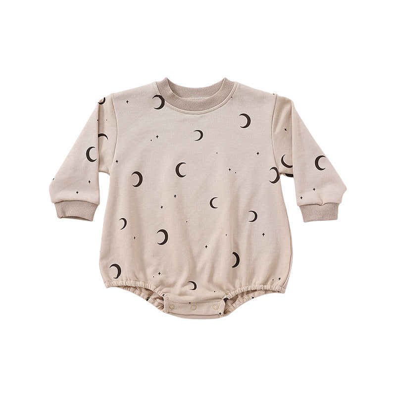 Baby Print Pattern Crewneck Long Sleeve Quality Triangle Onesies