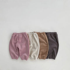 Baby Solid Color Fleece Thermal Lantern Pants In Autumn Winter