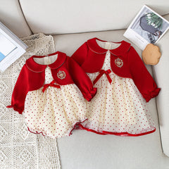 Baby Sweet Style Polka Dot Pattern Dress & Onesies