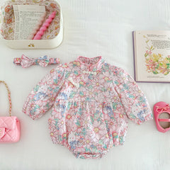 Flower Pattern Long Sleeve Chinese Style Onesies