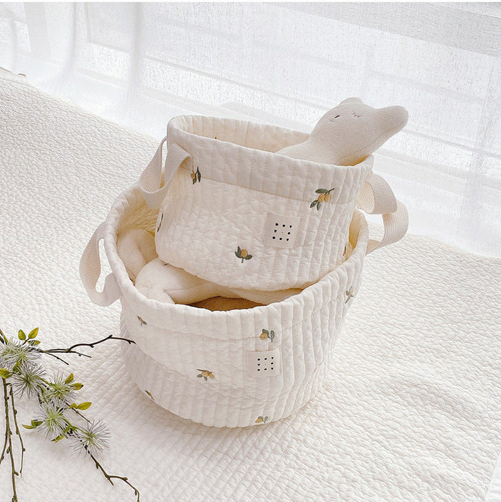 Baby Embroidered Pattern Baby Bottle Storage Basket