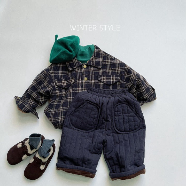 Baby Solid Color Cotton Quilted Winter Pants Outfits