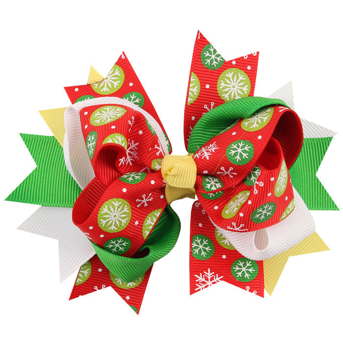 Christmas Various Pattern Dovetail Bow Shape Design Hair 5 Clips