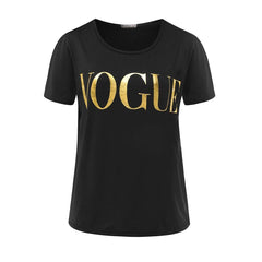 Fashion t shirts for women t-shirt gold VOGUE letter women Short