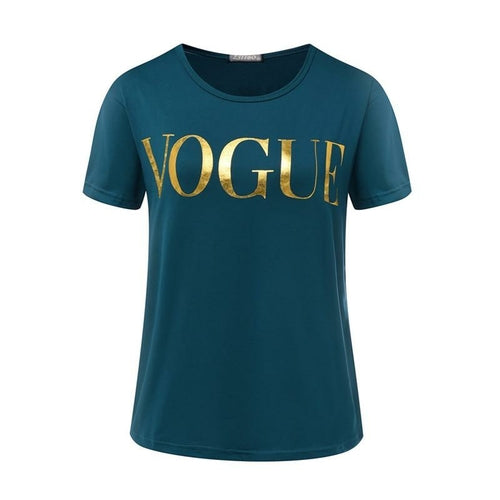 Fashion t shirts for women t-shirt gold VOGUE letter women Short