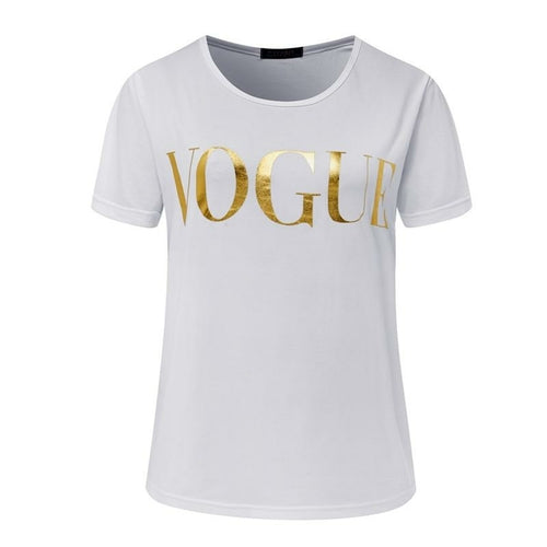 Fashion t shirts for women t-shirt gold VOGUE letter women Short