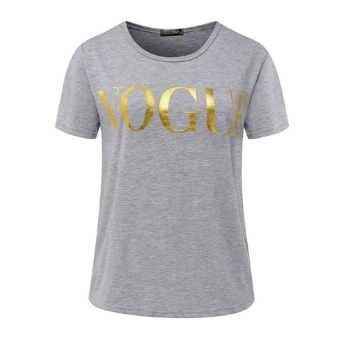 Fashion t shirts for women t-shirt gold VOGUE letter women Short