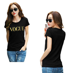 Fashion t shirts for women t-shirt gold VOGUE letter women Short