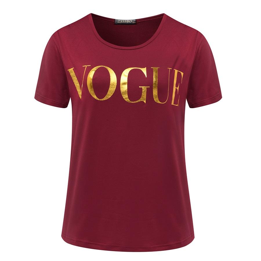 Fashion t shirts for women t-shirt gold VOGUE letter women Short