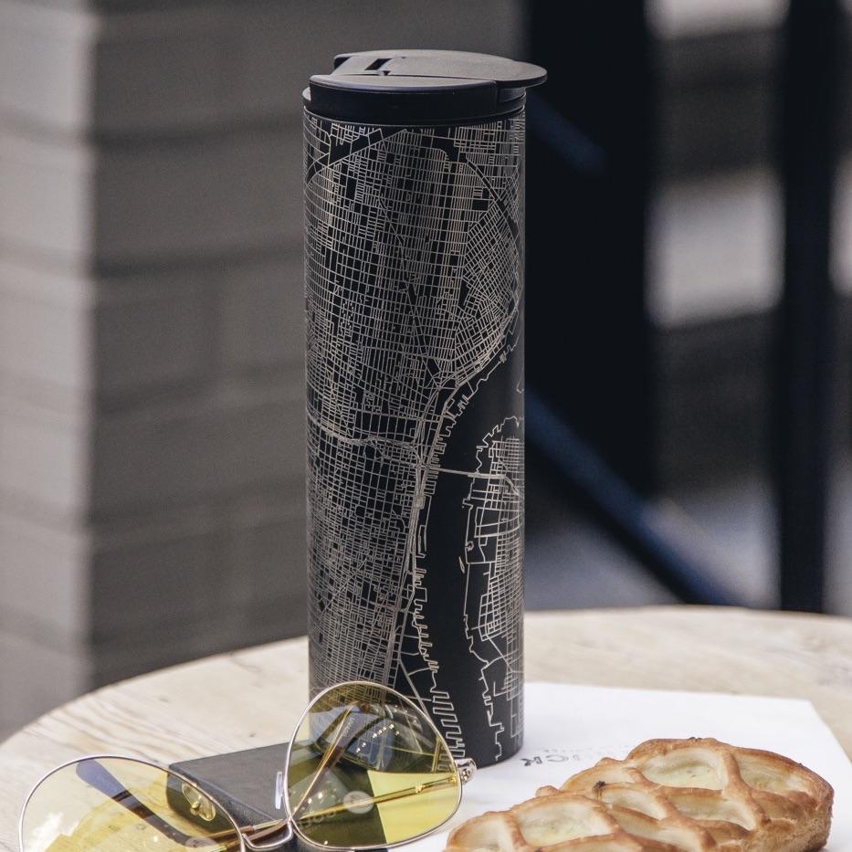 Rapid City - South Dakota Map Tumbler in Matte Black