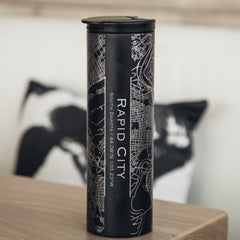 Rapid City - South Dakota Map Tumbler in Matte Black