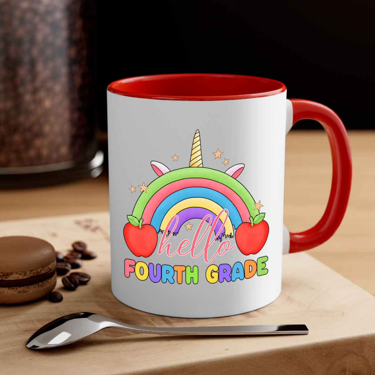 Hello 4th Grade Unicorn Rainbow 14#- 4th grade-Mug / Coffee Cup