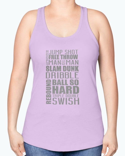 Jump, freethrow, dribble, Basketball Jargon - Sports -  Racerback Tank