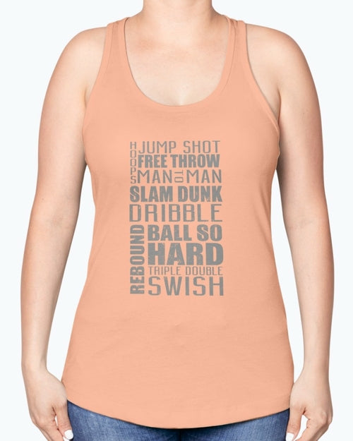 Jump, freethrow, dribble, Basketball Jargon - Sports -  Racerback Tank