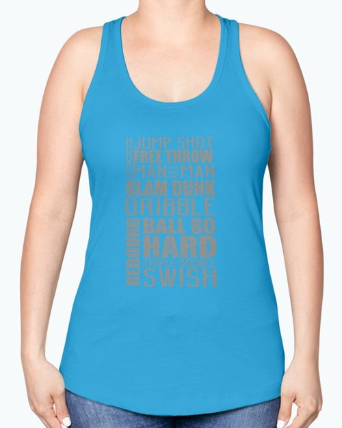 Jump, freethrow, dribble, Basketball Jargon - Sports -  Racerback Tank