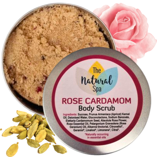 Rose and Cardamom Body Scrub - 3 different size option - Horizon Bliss